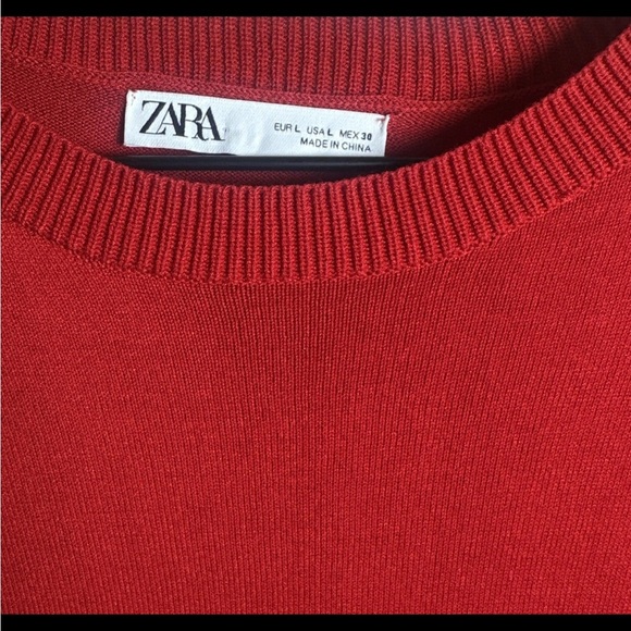 ZARA Solid Red Maxi Dress Size Large Red Holiday Viscose Knit Maxi Mob Wife - Picture 8 of 11